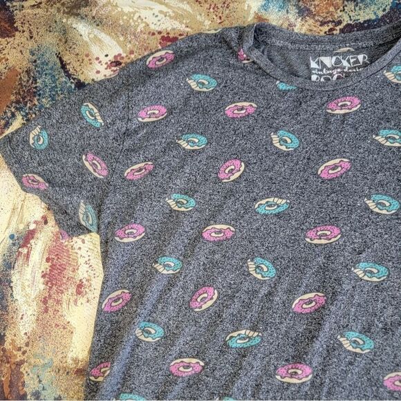 UNISEX  KNICKER BOCKER DONUTS CHARCOAL MARBLE T-SHIRT SIZE XL - Picture 3 of 12